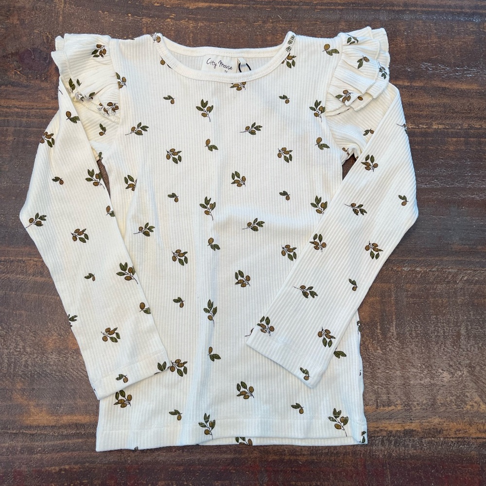 Cream olive long sleeve shirt